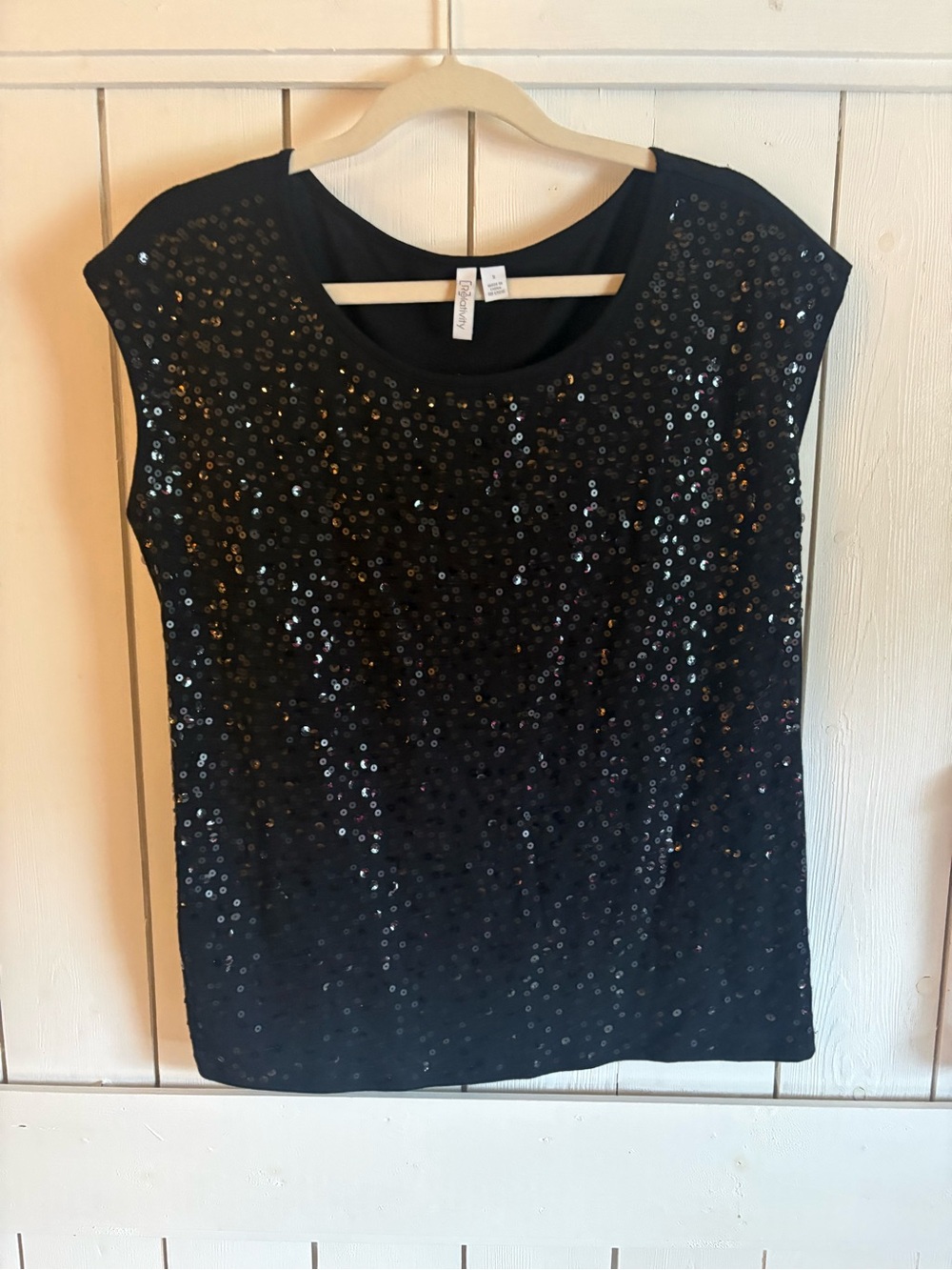 Relativity Black Sequin Scoop Neck Camisole